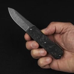 Maserin Silver 410 Fat Carbon Damascus Folding Knife -Professional Outdoor Equipment Store MAS410DN 17321.1689327732