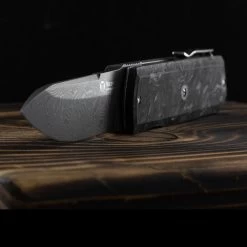 Maserin Silver 410 Fat Carbon Damascus Folding Knife
